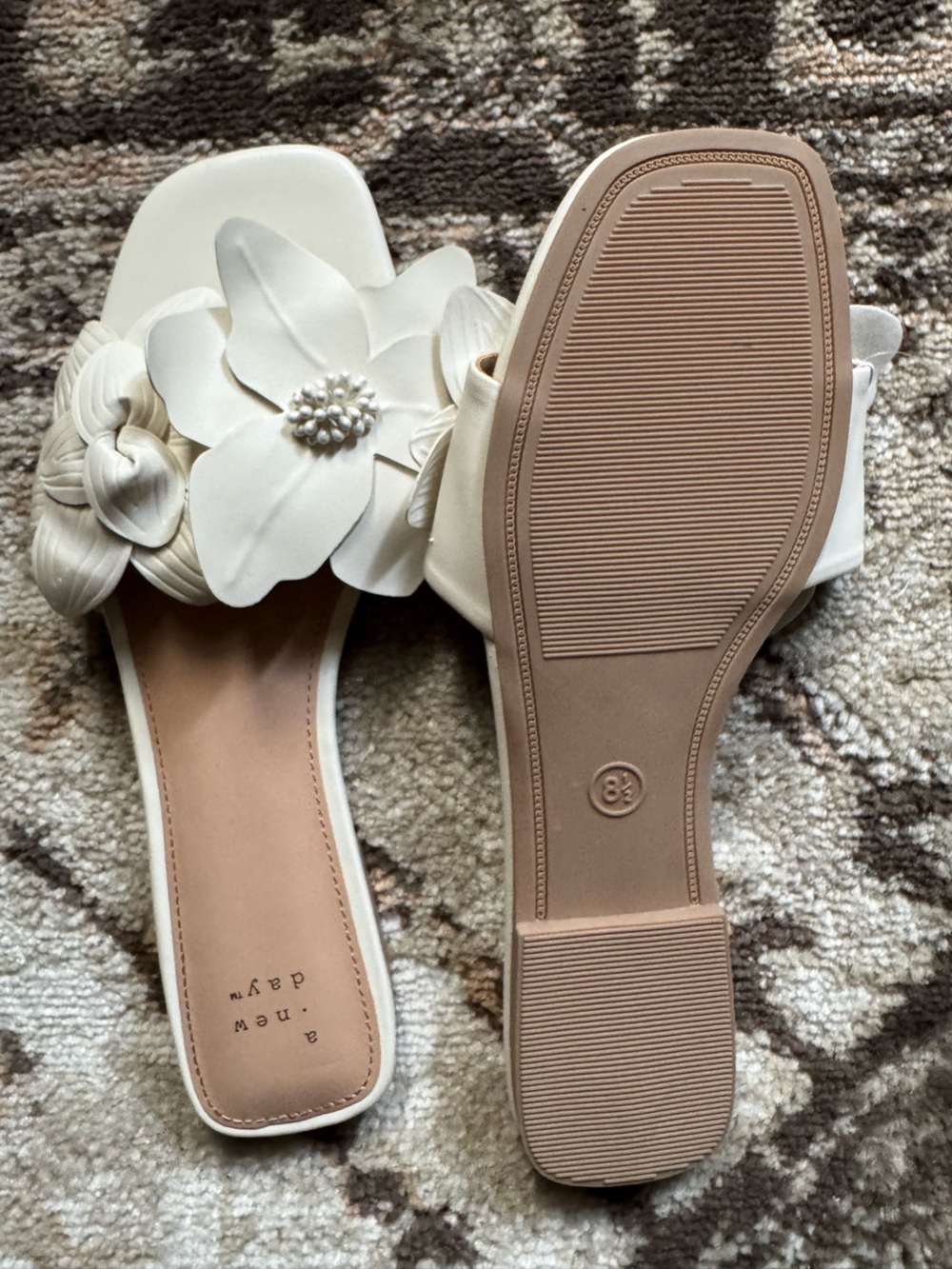 a new day Ivory Floral Slide Sandals - Picture 2 of 2